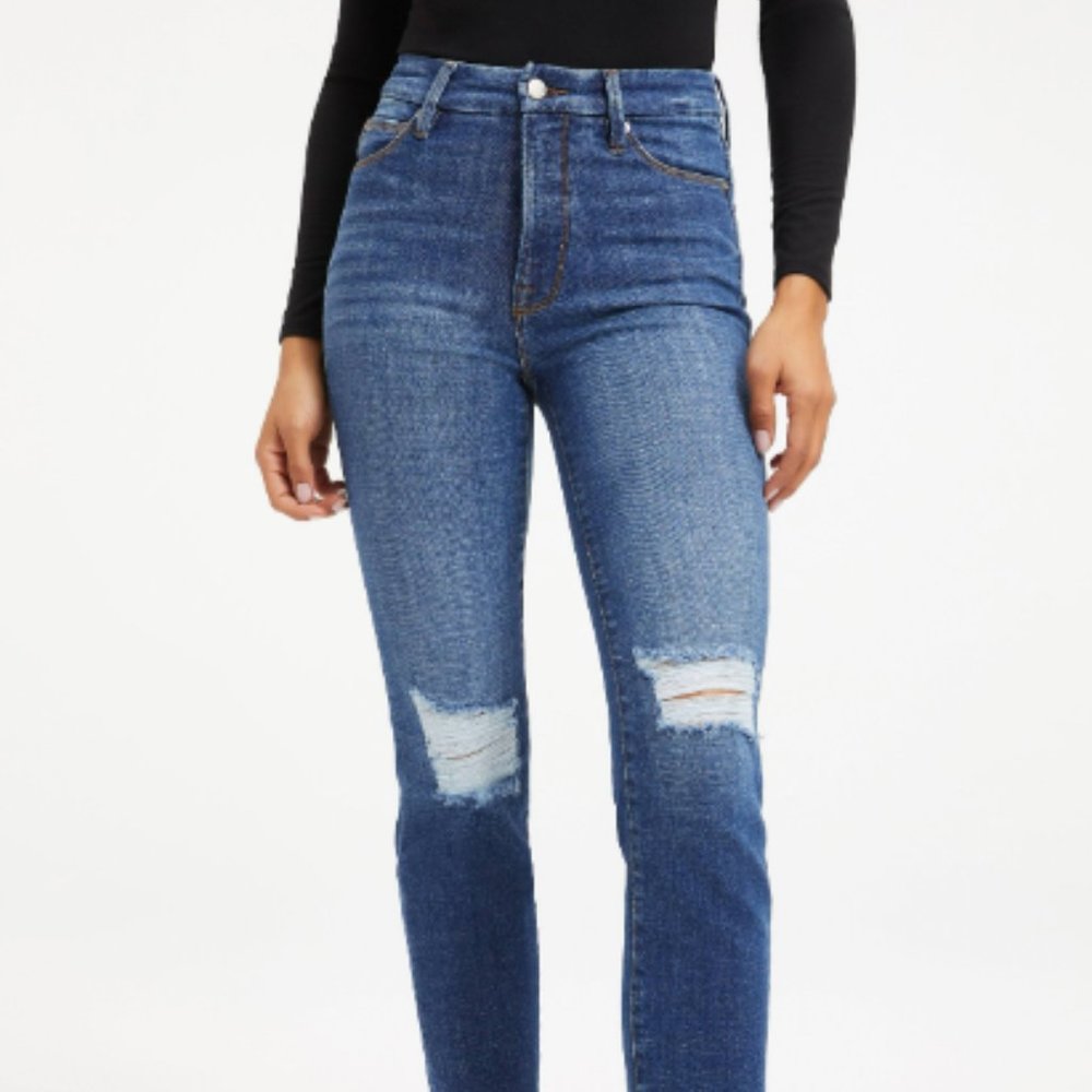 Good American High Rise Straight Leg Jeans (8/29)